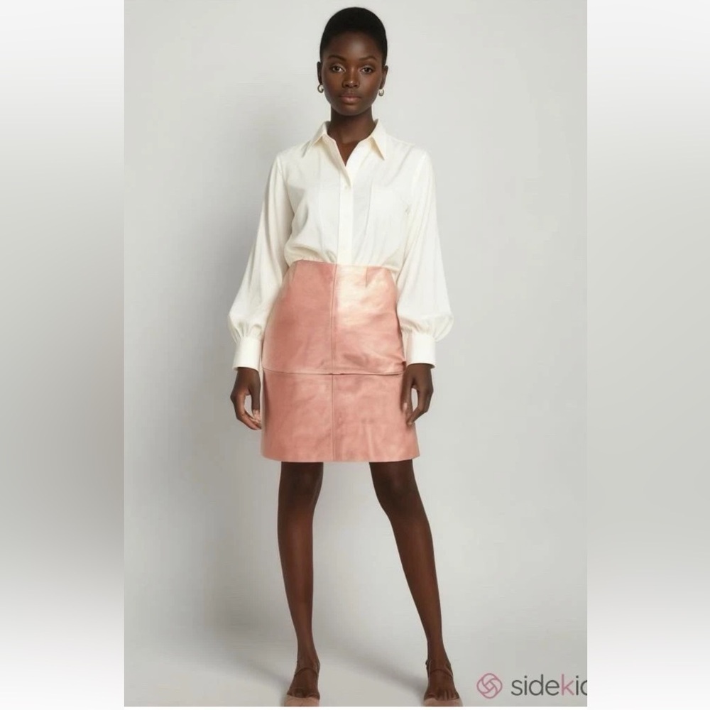 Ann Taylor LOFT Pink Suede Leather Mini Skirt Size 4